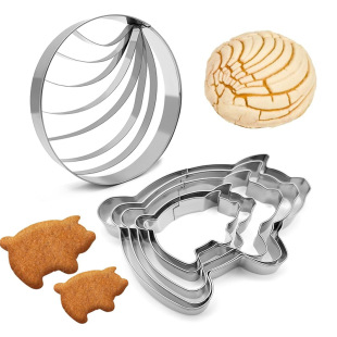 Cross-Border New Product Concha Cutter Mold Mexican Bread Mold 5-Piece Set of Piggy Biscuit Cutting Molds