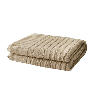 Ins Homestay Bed End Towel Blanket Towel Solid Color Wool Knitted Twist Sofa Blanket Nap Blanket Shawl Cover