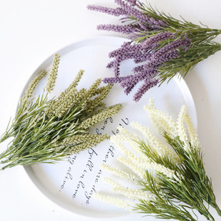 Artificial lavender wheat ear lavender flocking wedding eternal flower artificial plastic flower pastoral decoration flower wholesale