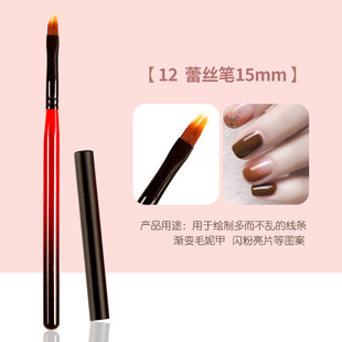 New gradient transparent nail art suit 12 pieces painted drawing line round head flat pen gradient blooming nail art tools