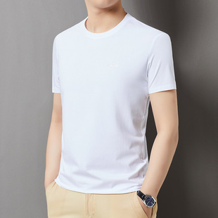 Hengyuanxiang Ice Silk Short-sleeved T-shirt Men's Mulberry Silk Round Neck High-end Summer Cool T-shirt Men's Base T-shirt