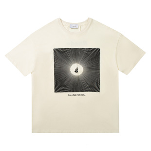 Cross Border High Version RHUDE Short Sleeve Collection American Vintage Marlboro High Street Casual Loose Couple Round Neck T-Shirt
