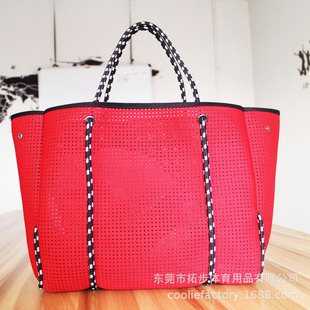 Customized Logo Neoprene Beach Bag Woven Label Fashion Mommy Bag Large Capacity Diving Material Women's Shoulder Bag