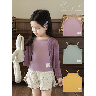 Wuri Bos One Girl's Artistic Stamp Printed Halter Shirt Slim-fit Summer Sweet Cute Cool Casual Vest