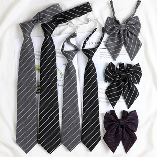 Black Tie Jk Japanese Style College Style Non-Tie Shirt Decoration Bow Tie Female Dk Hand Tie Grey Striped Male