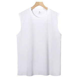 240g Cotton Vest Heavy Crewneck Vest Men's Summer Loose Leisure Fitness Sleeveless Crewneck