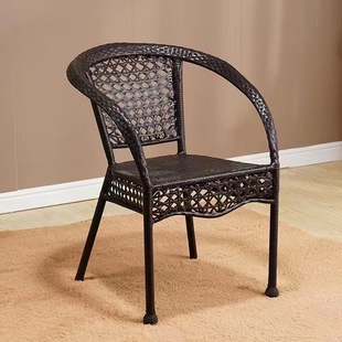 Bold Double Tube Rattan Chair Leisure Chair Backrest Chair Household Single Single Woven Chair Outdoor Balcony Simply Pin