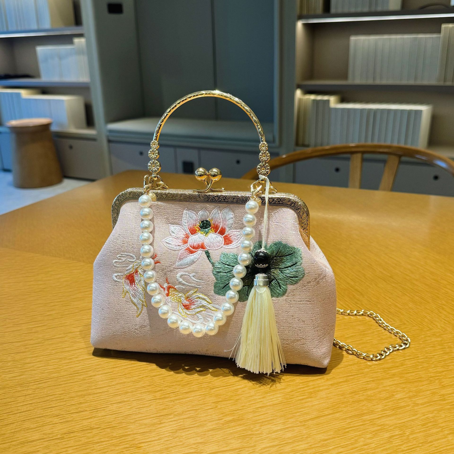 Empress Dowager Cixi's Summer New Chinese Hanfu Pairing Cheongsam Evening Bag 2025 New Beaded Chain Handbag/Shoulder Bag