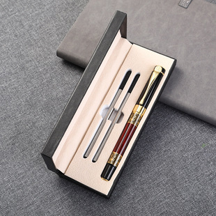 Business Meeting Neutral Jewelry Pen Chinese Style Metal Wood Grain Hollow Signature Pen Gift Box suit Office Gift