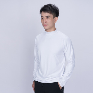 Long-sleeved Half-zipper Business Men's Autumn New Fashionable Urban Vertical Collar Inner Top Outdoor Long-sleeved T-shirt Casual