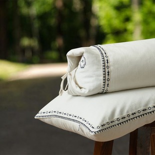 Simple Embroidered Cotton and Linen Alpine Tartary Buckwheat Pillow for All Seasons Cervical Spine Protection and Breathable Sleeping Flat Pillow Pillow Core
