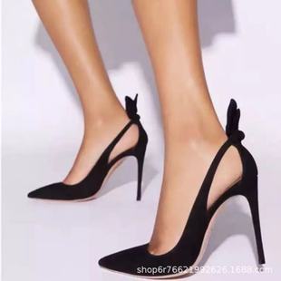 2025 European and American New Style Bed High Heels Sexy Shallow Rabbit Ear Pointed Toe Stiletto Professional Single Shoes Closed-Toe Sandals