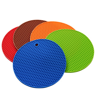 Cross-border Food Grade Silicone Honeycomb Insulation Mat Silicone Placemat Round Pot Mat Coaster Kitchen Table Anti-scald