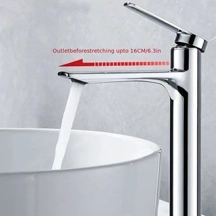 Extended Countertop Basin Hot and Cold Faucet Single-Hole Washbasin Faucet for Mixing Hot and Cold Water