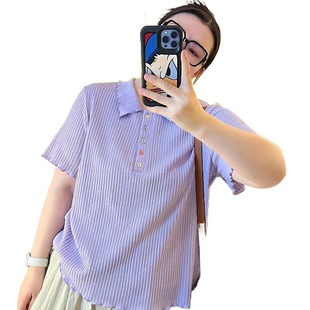 300kg plus size Women's Dopamine New Short-sleeved Shirt Women's Loose Belly Covering Summer Design Fashion Top