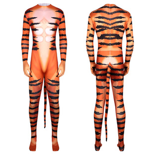 Amazon Tiger Pattern Leotard cosplay Stage Performance Clothing Halloween Orc cos Jumpsuit Cross Border