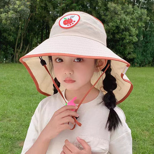 Children's sunscreen hat summer boys anti-ultraviolet large brim neck protection empty top shawl hat girls sun hat wholesale