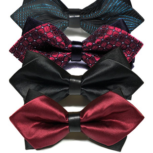 Men's bow tie pointed corner Korean leather arrow bow polyester bow tie flower Shengzhou spot wholesale manufacturers