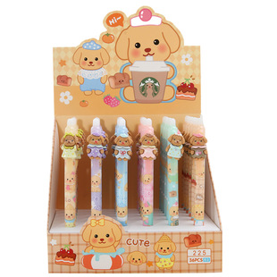 Cartoon Teddy Dog Press Erasable Pen Cartoon Moyi Erasable Blue Gel Pen High Color Value Student Learning Stationery