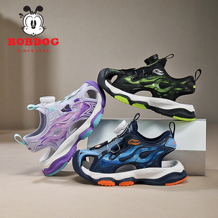 Babu Bean Boys Sandals 2024 Summer New Boys' Buttons Soft Sole Children's Sports Shoes Beach Shoes