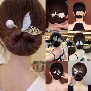 Platinum Asian hair accessories butterfly elegant flower twist clip camellia hair plate fish tail plate hair stick essential for lazy people