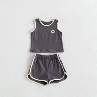Children's suit Summer Korean Style Men's and Women's 0-2 Years Old Children's New Cotton Sleeveless Vest Shorts Casual Wear