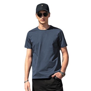 Cool Ice Silk Cotton Men's Short-sleeved T-shirt Simple Fashion Men's Summer Solid Color Half-sleeved Base Shirt Loose T-shirt