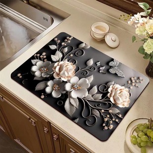 Cross-border wholesale coffee machine drain mat anti-scald heat insulation wash-free table mat kitchen absorbent table mat wash cup mat