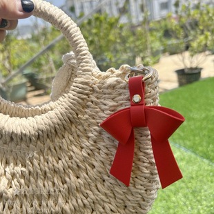 in stock PU Bow Keychain Women's Travel Bag Leather Hanging Niche Bow Design Key Pendant