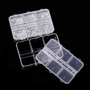 Nail jewelry 6-grid storage box rhinestone rivet Pearl small jewelry classification partition box transparent acrylic box