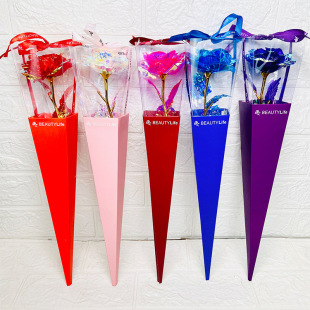 Single gold foil rose flower torch box 520 Valentine's Day Mother's Day gift Women's Day small gifts wholesale