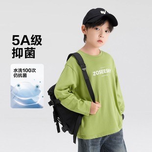 Zuo Xi Children Boy Футболка с длинными рукавами Детская хлопчатобумажная весенняя одежда 2025 новый мальчик весенняя нижняя рубашка