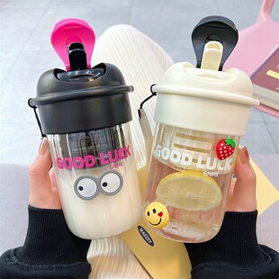 Simple Tea Separation Glass with Suction Tube Cup for Girls Online Popular 2025 New High Color Value Office Portable Water Cup