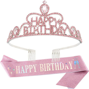 Letter happy birthday Crown Hair Band Hair Accessories Hair Accessories Party Supplies Happy Birthday Ritual Ribbon