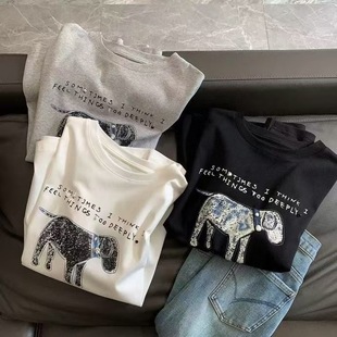 Cartoon T-shirt Women's 2025 Summer New Korean-style Loose Casual Crewneck Pullover Fashionable Age-reducing Short-sleeved Top
