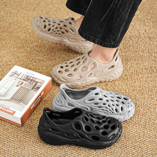 2024 New Tire Outdoor Skill Slippers Baotou Beach Sports Slippers Trendy Slippers Men's Tracing Shoes Hole Shoes