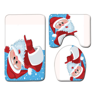3D toilet floor mat bathroom mat Christmas three-piece foot mat cross-border e-commerce supply Amazon AliExpress in stock