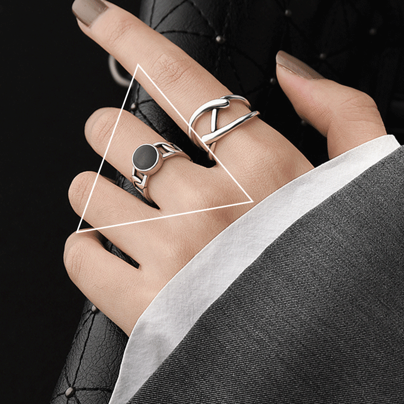 925 Sterling Silver Black Onyx Ring Women's Niche High-end Light Luxury Retro Ring Without Falling Color Opening Finger Ring Wholesale