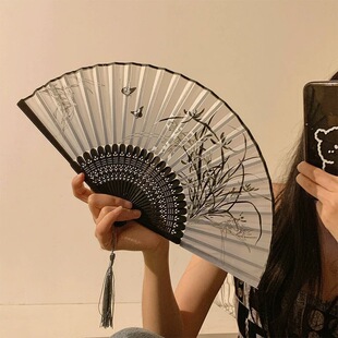 Chinese Style Folding Small Fan Carry-on Ancient Style Hanfu Women's Ancient Clothes Dance Photograph New Chinese Folding Fan