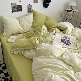 Class A baby cotton skin-friendly soft waxy bed sheet quilt cover four-piece bedding student dormitory bed three-piece bed hat 4