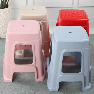 Thickened plastic stool home chair sturdy Nordic high stool living room table cooked glue non-slip stacked square stool wholesale