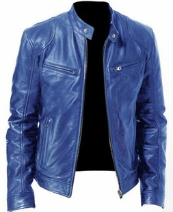 Southern winter warm button fashion domineering motorcycle men's multi-pocket PU coat stand collar zipper cardigan leather jacket