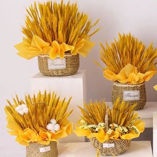 Wholesale wheat ears opened barley dried flowers pastoral decoration dried flowers flower arrangement ornaments shooting props ceramic bottle 1 No 111