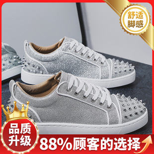 Men's shoes 2025 spring new men's niche design all-match casual shoes social rivet low-top board shoes tide