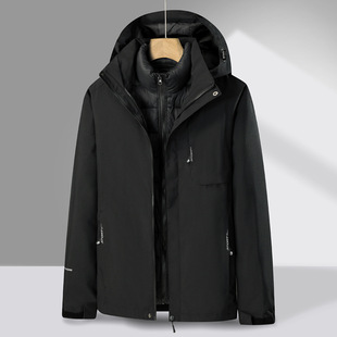 Autumn and winter down cotton jacket two-piece three-in-one disassembly men's and women's same warm trendy hooded jacket cross-border