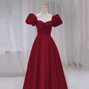 Toast dress bride 2024 spring new wedding satin French engagement back-to-door elegant long evening dress for women