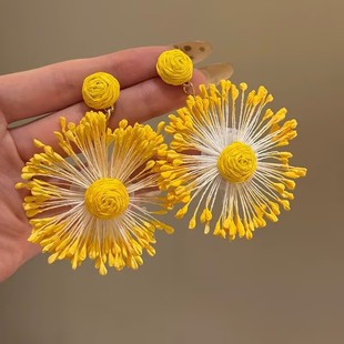 Net red fashion petal tassel earrings earrings European and American personality exaggerated seaside holiday earrings wholesale women