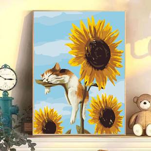 Handmade digital oil painting diy coloring living room room decorative hanging painting art filled oil painting wholesale