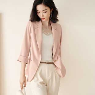 2023 Spring and Summer New Elegant One-Button Slim-Fit Slimming Seven-Sleeve Suit Jacket Women's Top