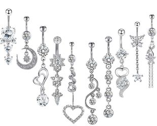 piercing belly selection Amazon belly button ring set umbilical ring body piercing jewelry 10-piece set